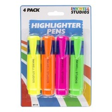 4 Highlighter Pens - Vibrant Colours with Chisel Tip for Notes & Textbooks