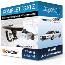 Für Audi A4 Limousine 00- TOWCAR Anhängerkupplung abnehmbar + 13polig E-Satz neu