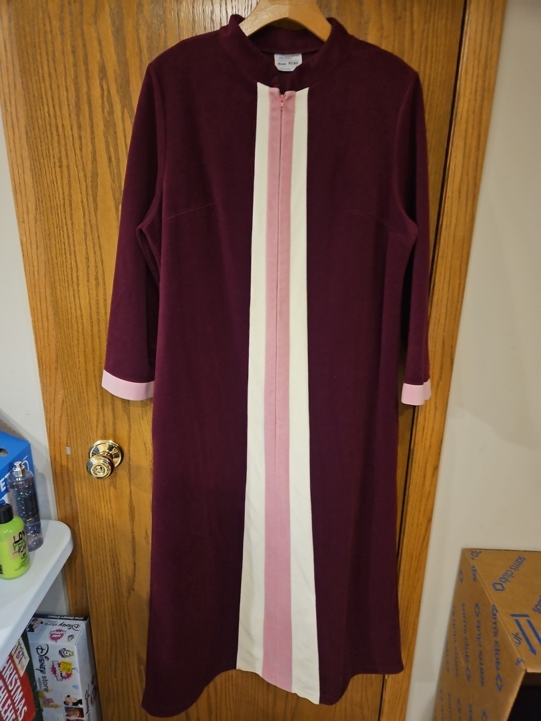 Vintage JCPenney Loungewear Robe M L Velour Zip U… - image 1