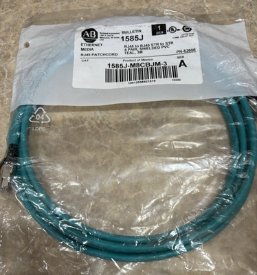 Allen Bradley 1585J-M8CBJM-3 Ser. A Ethernet Patchcord RJ45 to RJ45 3m Long New!