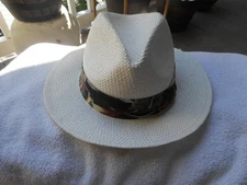 Panama Jack Straw Hat, White, Size Medium, Very Nice