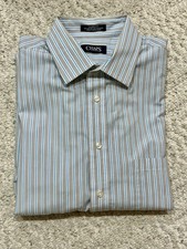 CHAPS Men's Long Sleeve Gray Striped Broadcloth Dress Shirt (17, 34/35)