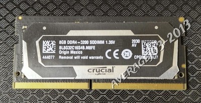 Crucial Ballistix 8GB PC4 DDR4 SDRAM SO-DIMM 3200MHz (PC4-25600) BL8G32C16S4B