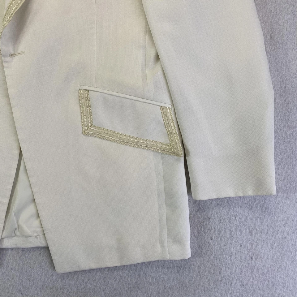 Blazer Formal Vintage After Six Chaqueta Esmoquin Para Hombre 40 Largo Blanco Dorado Trenza Foto 3 de 4