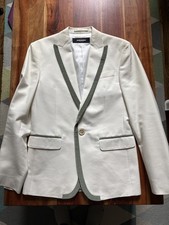 LUXURY Dsquared Silk Jacket - ivory/cream with velvet trim, IT48 US40 Italy