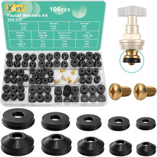 106 PCS Faucet Washer Assortment Kit with Assorted Flat and Beveled Rubber Washe