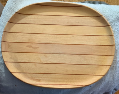 Dansk JHQ Wooden Serving Tray Oval Platter Striped Inlay Mid Century Modern