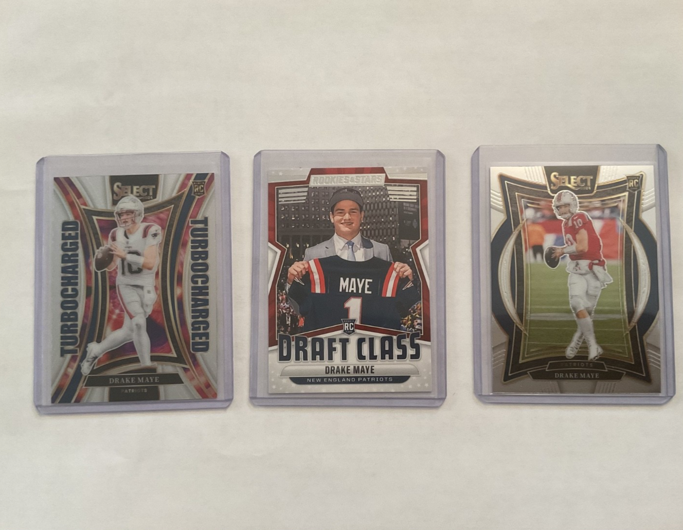 Drake Maye rookie card lot, Select, and Rookies and Stars, excellent shape