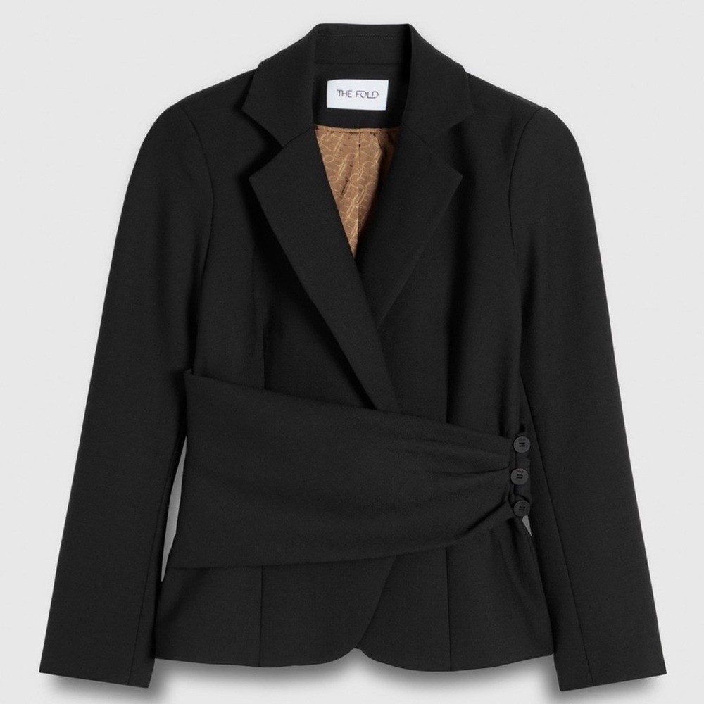 The Fold Black Collingham Jacket wool blend size 10 NWT