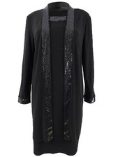 Jessica Howard Women's Embellished-Trim Shift Dress & Jacket (6, Black/Silver)
