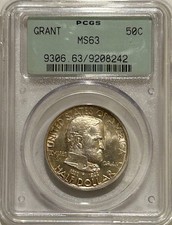 1922 Grant Commemorative Silver Half Dollar PCGS MS63 2nd Gen OGH No Star