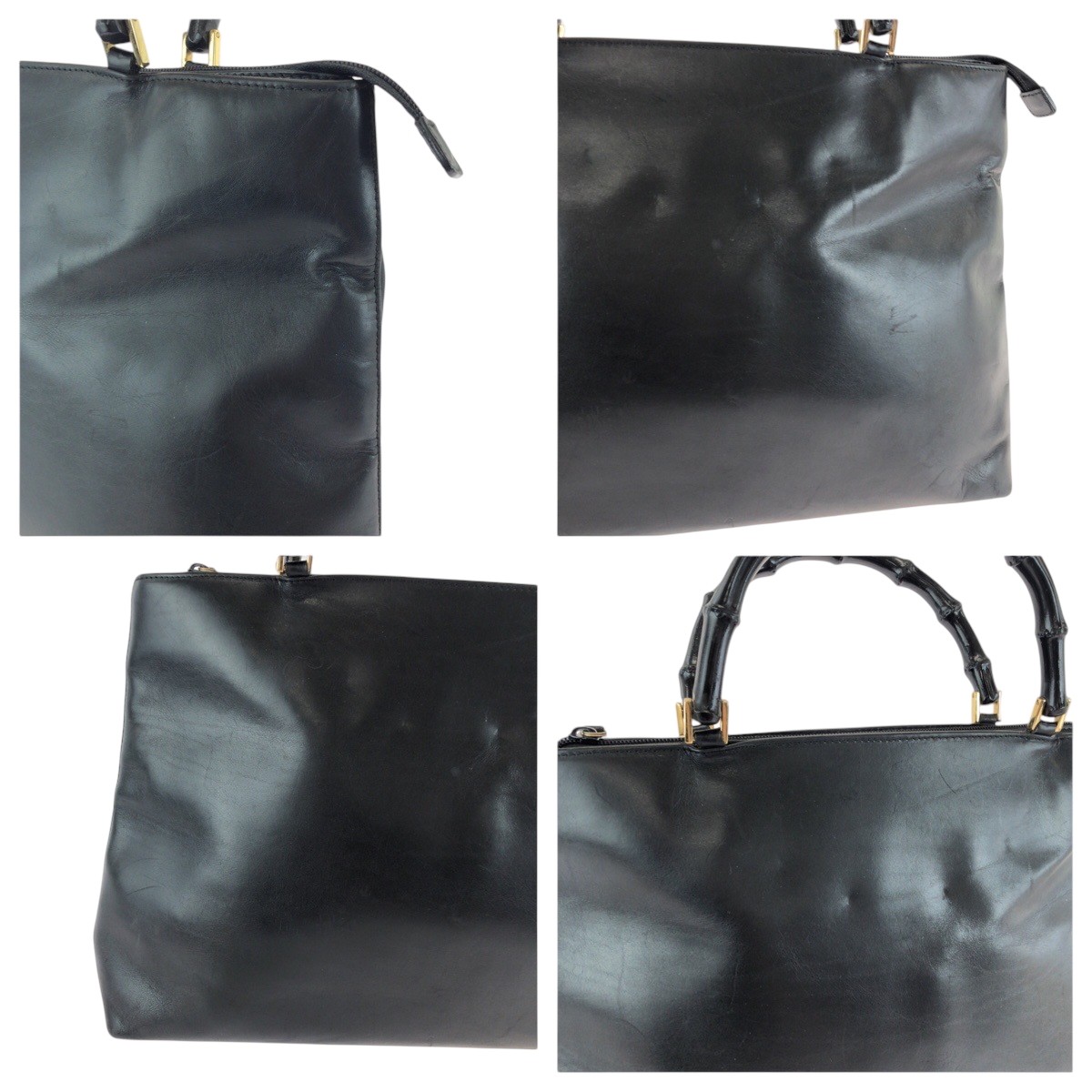 【GUCCI】TOTE BAG GUCCI Bamboo 002 2122 0507 Tote Bag Shoulder Bag Black Black