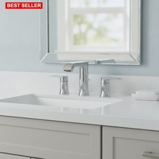 Bathroom Faucet Chrome Widespread 3-Hole Brass Deck Mount Includes Drain