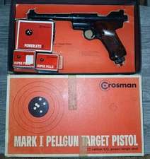 Vintage Crosman Pellet Pistol, Target Pistol, W/ Original Box, Pellets, Co2