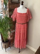 Klass Summer Midi Dress Size 22 BNWT Rrp £40 Elastic Top Floaty Skirt & Belt