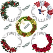 Upstout 5-Pack 12 Inch Wire Wreath Frame   Round Metal 12 Inches, Dark Green