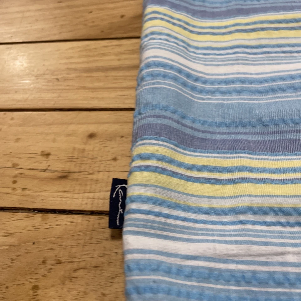 Рубашка мужская Karl Kani Jeans 90-е текстурированная на пуговицах L синяя желтая полоса Seersucker - Изображение 4 из 4