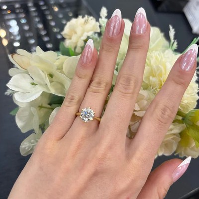 Lab-grown runder Solitär Diamant Verlobungsring WedFit 9k Gelbgold 2 kt