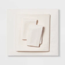 Full Easy Care Cotton Blend Sateen Sheet Set Ivory - Room Essentials: