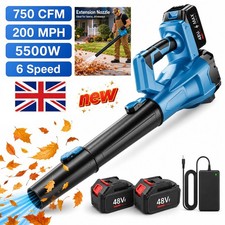 5500W Cordless Garden Leaf Air Blower Cleaning Snow Dust 6 Speed With 2 Battery