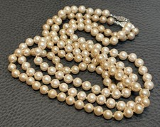 VTG Lot Of 2 Cream Faux Pearl Necklaces W/ Bo...