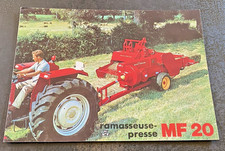 Notice publicitaire Ramasseuse Presse MASSEY FERGUSON MF 20- 1970 - Bel Etat