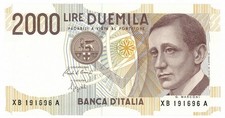 2000 LIRE B. D'ITALIA GUGLIELMO MARCONI REPLACEMENT SERIES XB 25/07/2001 FDS-/FDS