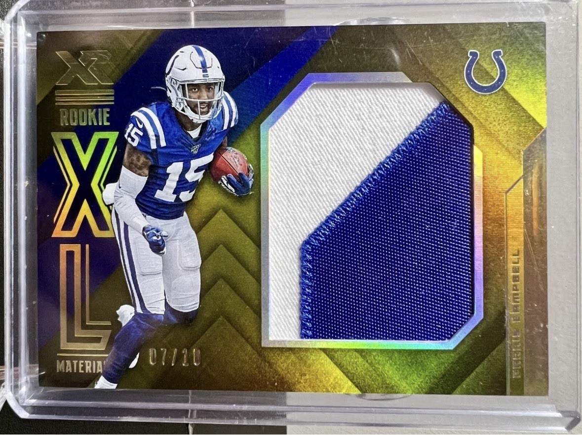 Panini 2019 XR Football Rookie XL Materials Parris Campbell Gold RC MEM /10