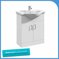 Gloss White Bathroom Furniture Vanity Unit Basin Sink Cabinet 650mm X 300 Deep