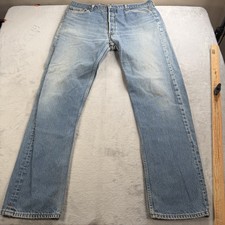 Vintage Levi s 501xx Jeans Made in USA Mens 38x36 Light Wash Distressed Denim