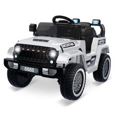  12V Kids Ride On Truck Car, Battery Powered Electric Vehicles with White