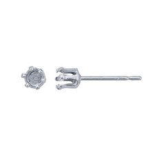 Two 3mm Round Snap Set Sterling Silver 6-Prong Settings Post Earring Tite