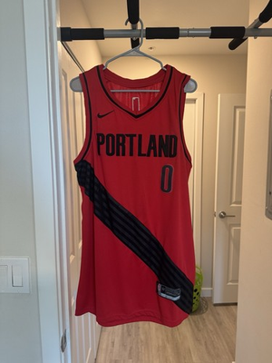 #ad Nike Portland Trailblazers Damian Lillard Red Swingman Jersey Size XL 52 $29.99
