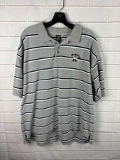 Vtg Taz Looney tunes Polo Shirt Mens XL Gray Striped Black Embroidered 1997
