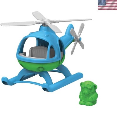Weather-Resistant Blue/Green Helicopter - Pilot Bear Included, Lightweight Fun