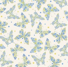 Timeless Treasures Bee Kind Floral Butterfly on Cream Cotton Fabric by the Yard