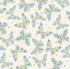 Timeless Treasures Bee Kind Floral Butterfly on Cream Cotton Fabric by the Yard