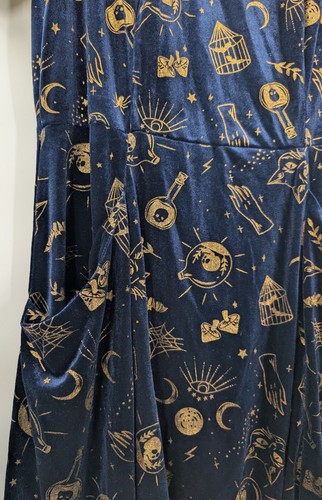 Modcloth x Collectif Swing Dress US size 14 Velvet Collar Pockets Navy RARE NWT - Picture 14 of 15