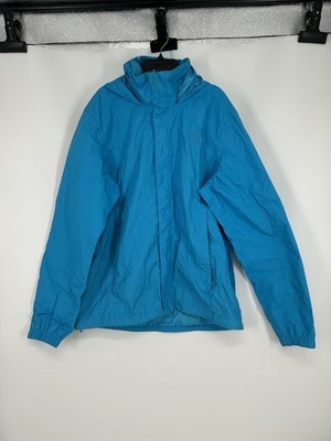 The North Face 100% Nylon Windbreaker Full Zip Up Hooded Lined Blue Mens Medium