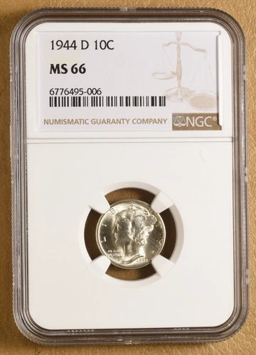 1944 D Mercury Dime NGC MS66