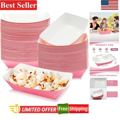 Disposable Food Trays 6.3 Inch Square Pink Kraft For Snacks Hot Dog Fries 100...