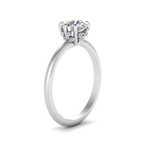 GIA IGI Certified Real Diamond Wedding Ring Round 0.60 Ct Solid 18k White Gold - Picture 4 of 8