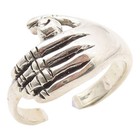 925 Sterling Silver Vintage Ring Modernist Etched Clasped Hands  Sz 9  RG36329 — photo 1