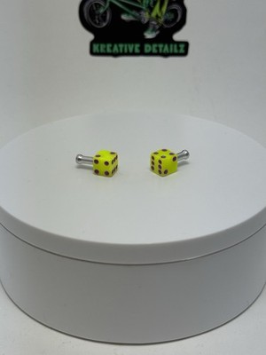 Resin Dice Brake Cable Ends Glow Yellow W/purple Pips BMX & Bikes Handmade A109