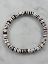 Handmade 6mm Wampum Quahog Shell Bracelet Purple Any Size