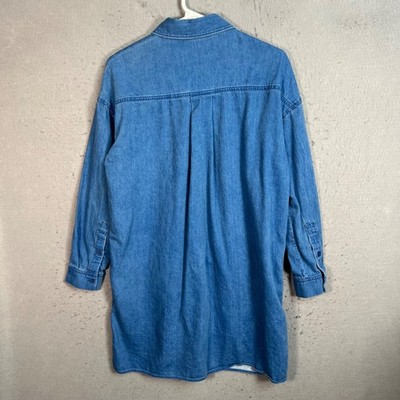 Cos Womens Size 2 Oversized Blue Denim Shirt Dress Button Down Mid Length |  eBay