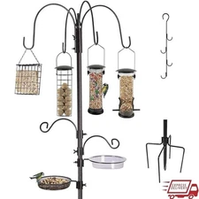 Bird Feeding Station Kit Multi Feeder Pole W/ Hooks Tray Water Bowl Suet Feeder
