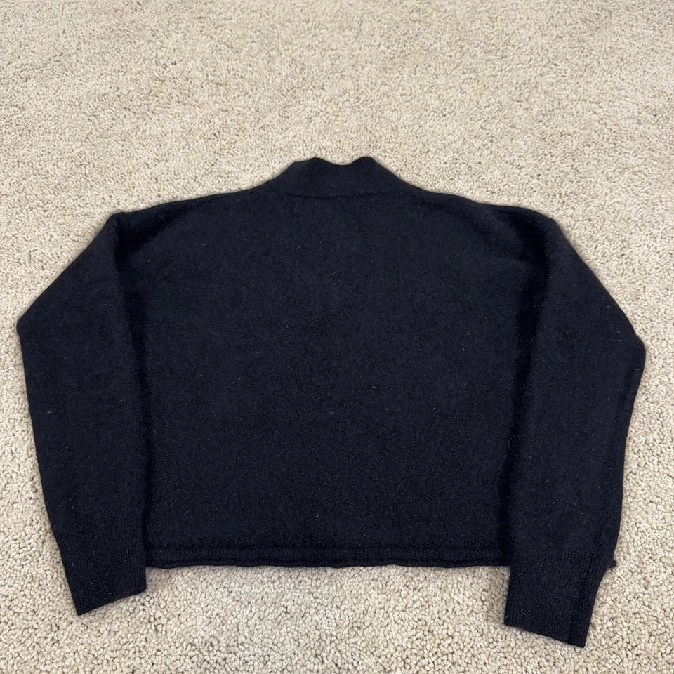 Suéter Madewell Para Mujer XS/S Negro 100% Cachemira Cuello Simulado Pullover Recortado Foto 2 de 4
