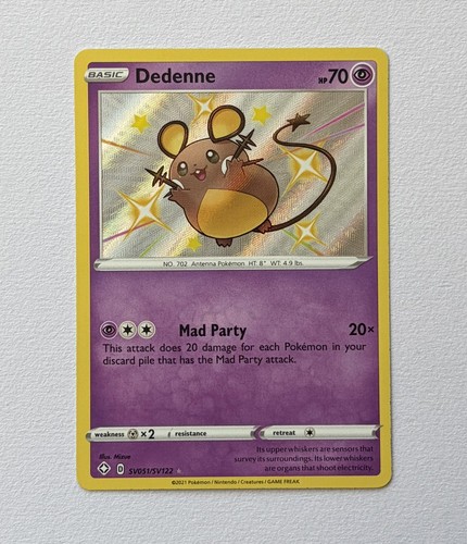 Dedenne SV051/SV122 Shiny Holo Rare Pokemon TCG 2021 Shining Fates NM