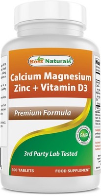 Best Naturals Calcium Magnesium Zinc Vitamin D3 300 Tablets - Calcium 1000 Mg